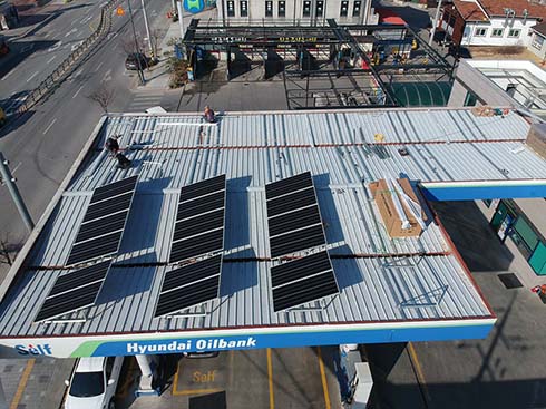 Korea Sangju Tin Roof Tripod Hệ thống năng lượng mặt trời 29,5kw
